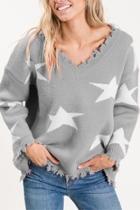  Star Distressed Sweater