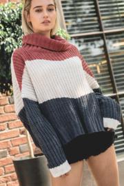  Colorblock Turtleneck Sweater