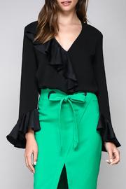  Silk Ruffle V Neck Top