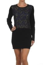  Lace Bodycon Sweater Dress