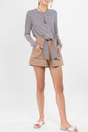  Tie Front Stripe Top