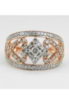  1.00 Ct Diamond Cluster Heart Cocktail Ring Statement Band Rose Pink Gold Size 7.25