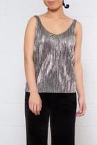  Pleated Metallic Top
