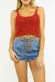  Knit Metalic Red Top