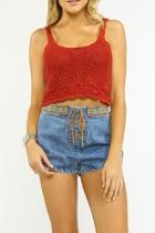  Knit Metalic Red Top