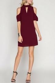  Neck-folded Cold-shoulder Dress