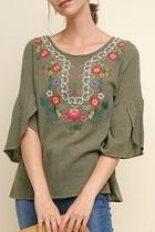  Embroidered Gauze Top