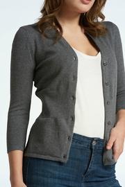  Split Neck Ribbed Waist 3/4 Slv Cardi