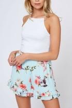  Floral Ruffle-trimmed Shorts