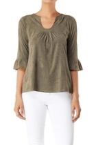  Ruffle Suede Top