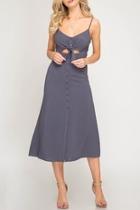  Front-tie Button Midi-dress