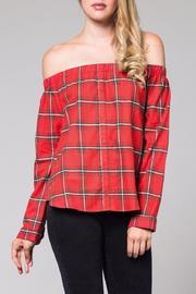  Off Shoulder Plaid Top