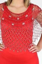  Beaded Poncho-redsilver