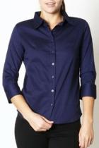 Navy Button-up Blouse