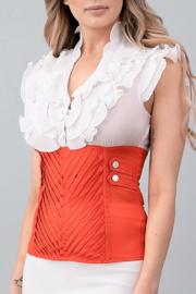  White And Orange Triple-ruffled Corset Top