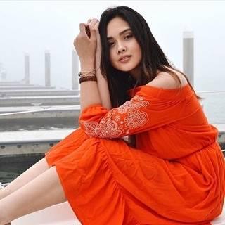  Off The Shoulder Orange Dress