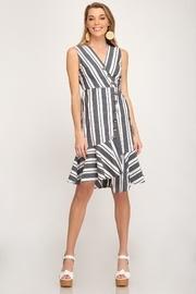  Stripe Asymmetrical Shirtdress