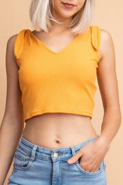  V Neck Shoulder Tie Crop Top