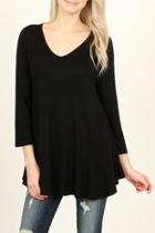  3/4 Sleeve V-neck-flared-top
