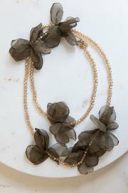  Long Flower Crystal Beaded Necklace