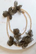  Long Flower Crystal Beaded Necklace