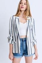  Stripe Linen-blend Blazer