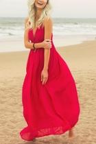  Summer Crimson Maxi Dress