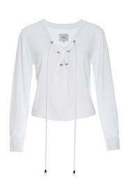  White Lace Up Top