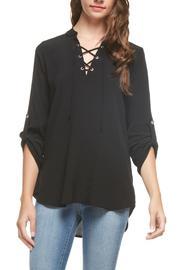  Black Lace Up Top