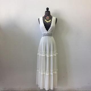  Long Plunging V Neckline Dress