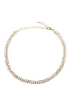  3mm-2line Rhinestone-choker-necklace And-earring-set
