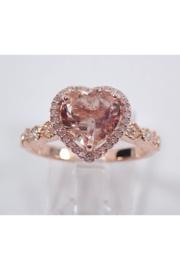  Heart Morganite And Diamond Halo Engagement Ring Rose Gold Size 7 Pink Aqua Free Sizing