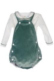  Green-velvet Bubble & Shirt-set