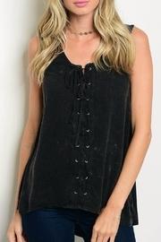  Charcoal Lace-up Top