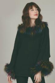 Faux Fur Trim Knit Poncho