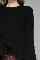  Ruffle Black Sweater