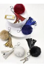 Faux-fur Pom-pom & Tassel Purse Accessory W/ Usb Charger