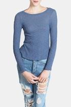  Blue Ribbed Sweater Top