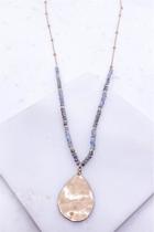  Beaded-chain Hammered Necklace