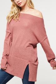  Off The Shoulder Waffle Top