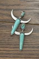  Natural Turquoise Longhorn-earring