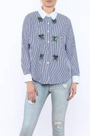  Blue Stripe Print Top