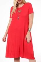  Red Short-sleeve Dress