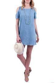  Denim Cold-shoulder Dress