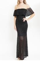  Off Shoulder Lace Long Dress