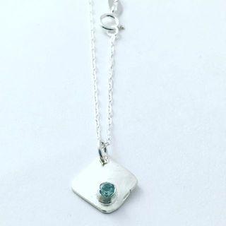  Aquamarine Sterling Silver Necklace