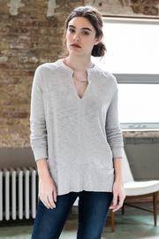  Long Sleeve Split Neck Tunic