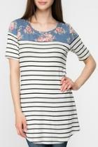  Flowers-and-stripes Long Tee