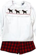  Smocked Puppy Dog Dressy Short Set