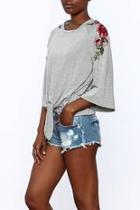  Modern Grey Embroidered Top